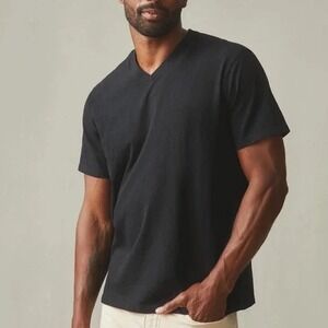 American Giant Mens Black V Neck T Shirt Size 2XL Made in USA Cotton